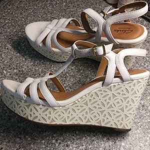 Clark's Artisan wedge sandals.